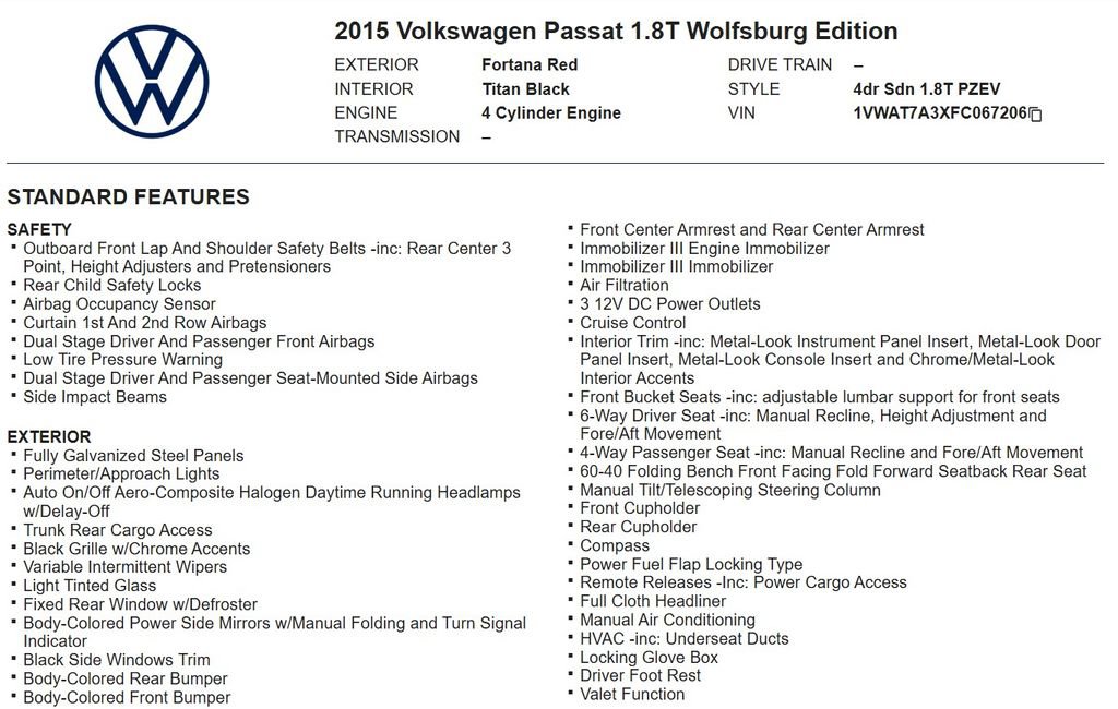 Used 2015 Volkswagen Passat 1.8T Wolfsburg Edition image 17