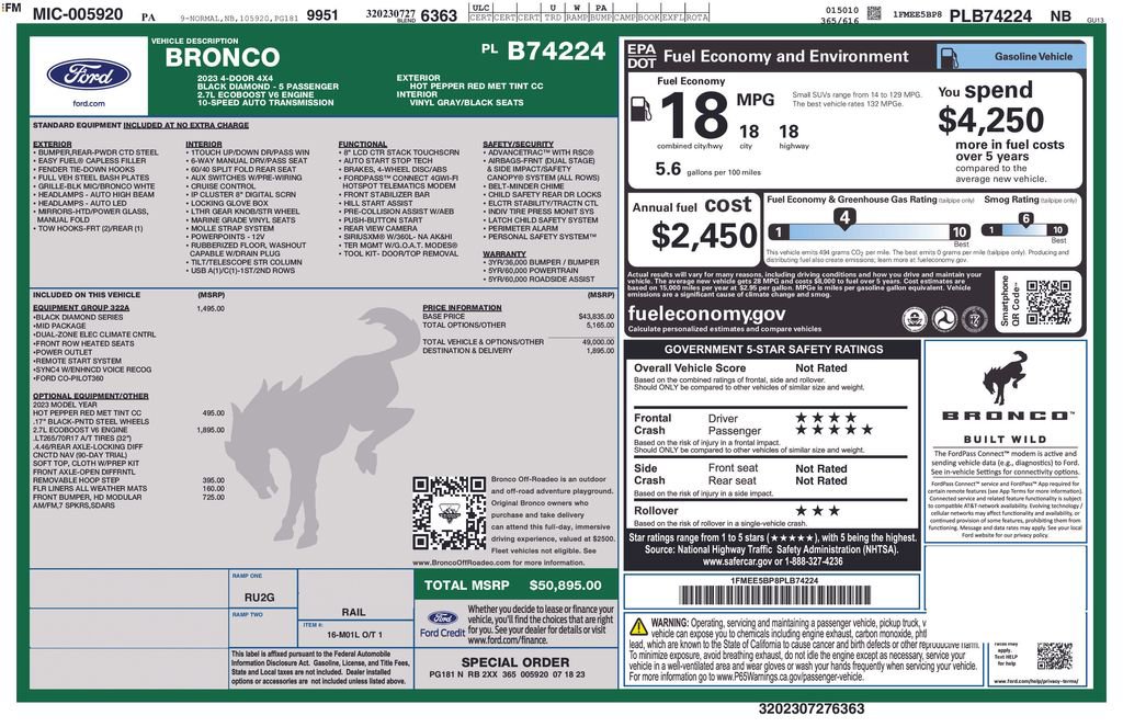 Certified 2023 Ford Bronco Black Diamond image 2