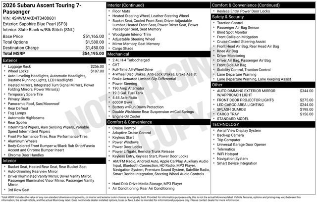 New 2026 Subaru Ascent Touring image 4
