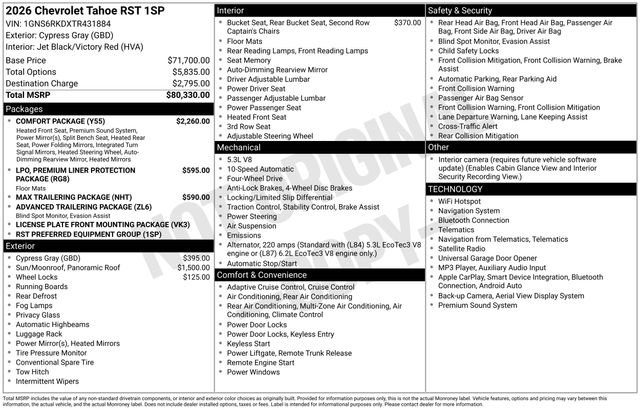 New 2026 Chevrolet Tahoe RST w/ Comfort Package AWD/4WD image 4