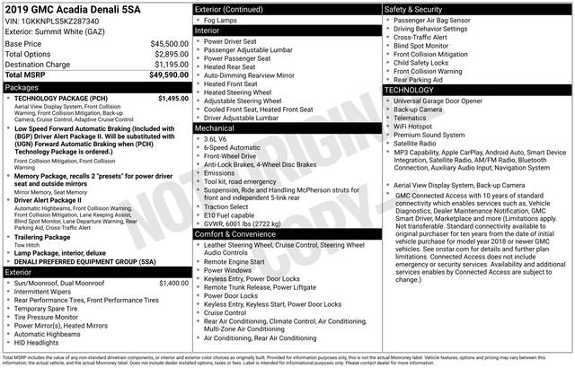 Used 2019 GMC Acadia Denali w/ Technology Package FWD image 4