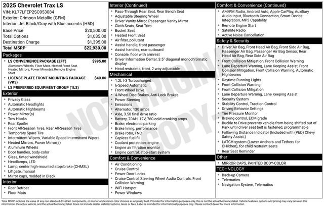Used 2025 Chevrolet Trax LS w/ LS Convenience Package FWD image 27