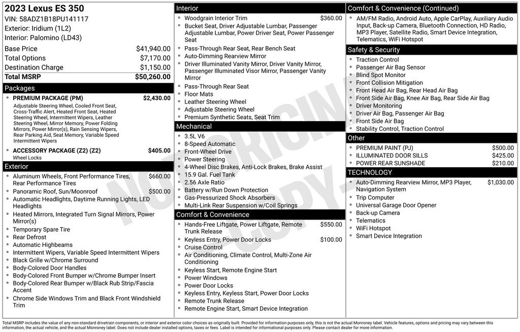 Used 2023 Lexus ES 350 w/ Premium Package image 6