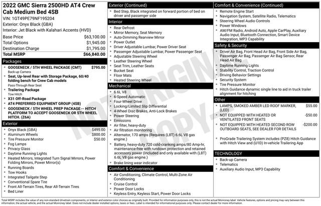 Used 2022 GMC Sierra 2500 AT4 w/ Gooseneck/5TH Wheel Package image 7