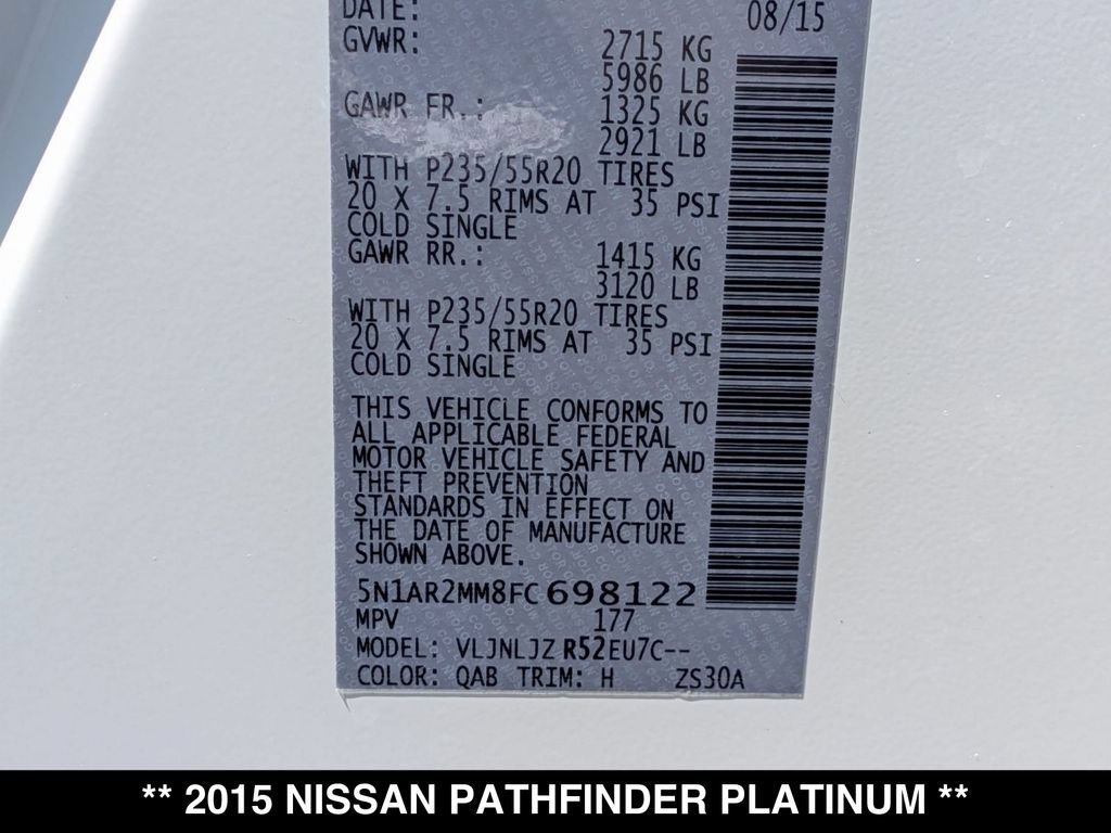 Used 2015 Nissan Pathfinder Platinum w/ Family Entertainment Package AWD/4WD image 27