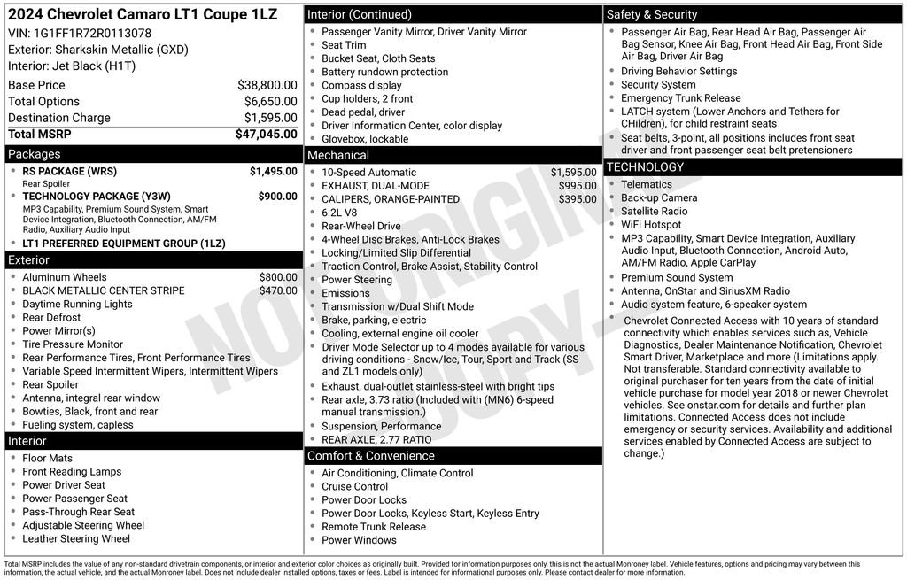 Used 2024 Chevrolet Camaro LT w/ RS Package RWD image 26