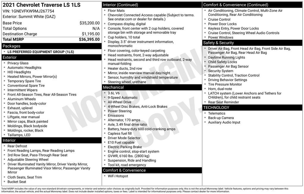 Used 2021 Chevrolet Traverse LS image 12