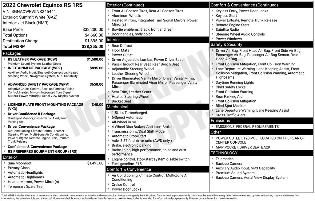 Used 2022 Chevrolet Equinox RS w/ RS Leather Package image 31