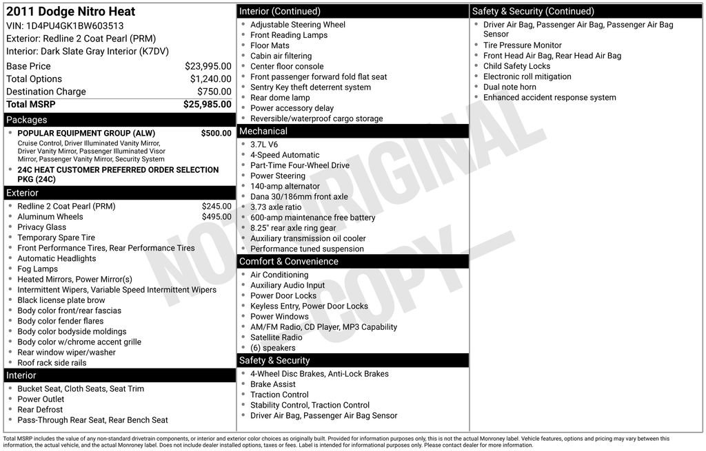 Used 2011 Dodge Nitro Heat w/ Popular Equipment Group AWD/4WD image 5