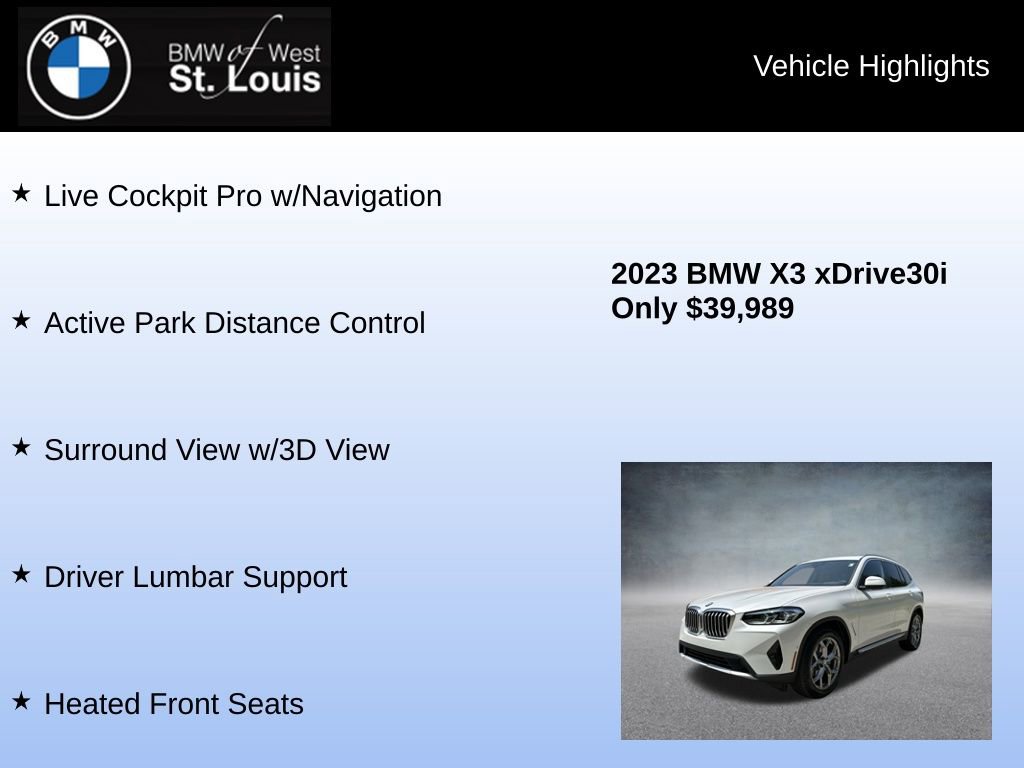 Used 2023 BMW X3 xDrive30i w/ Premium Package w/ZPA image 24