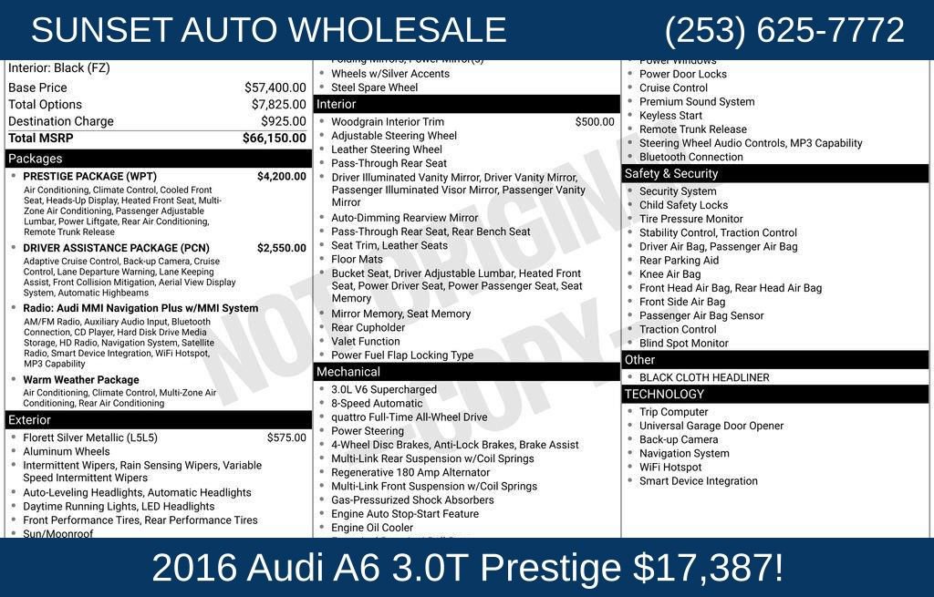 Used 2016 Audi A6 3.0T Prestige w/ Prestige Package AWD/4WD image 53