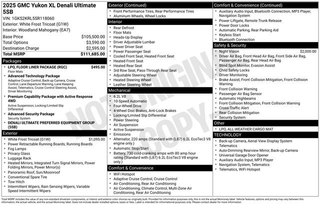 Used 2025 GMC Yukon XL Denali Ultimate w/ LPO, Floor Liner Package image 4