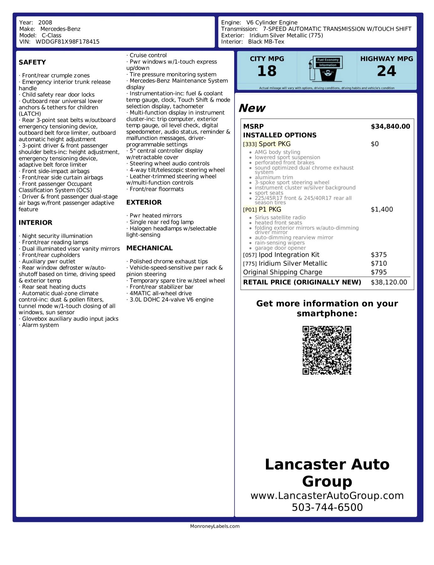 Used 2008 Mercedes-Benz C 300 4MATIC Sedan image 2