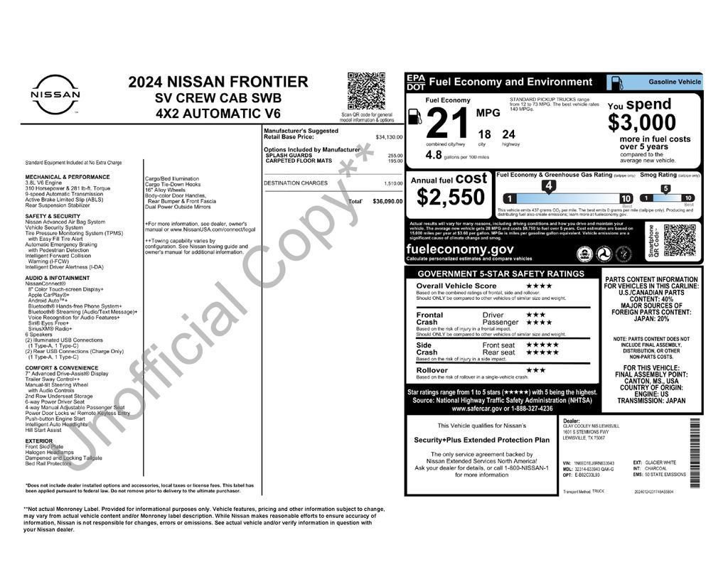 Certified 2024 Nissan Frontier SV RWD image 7