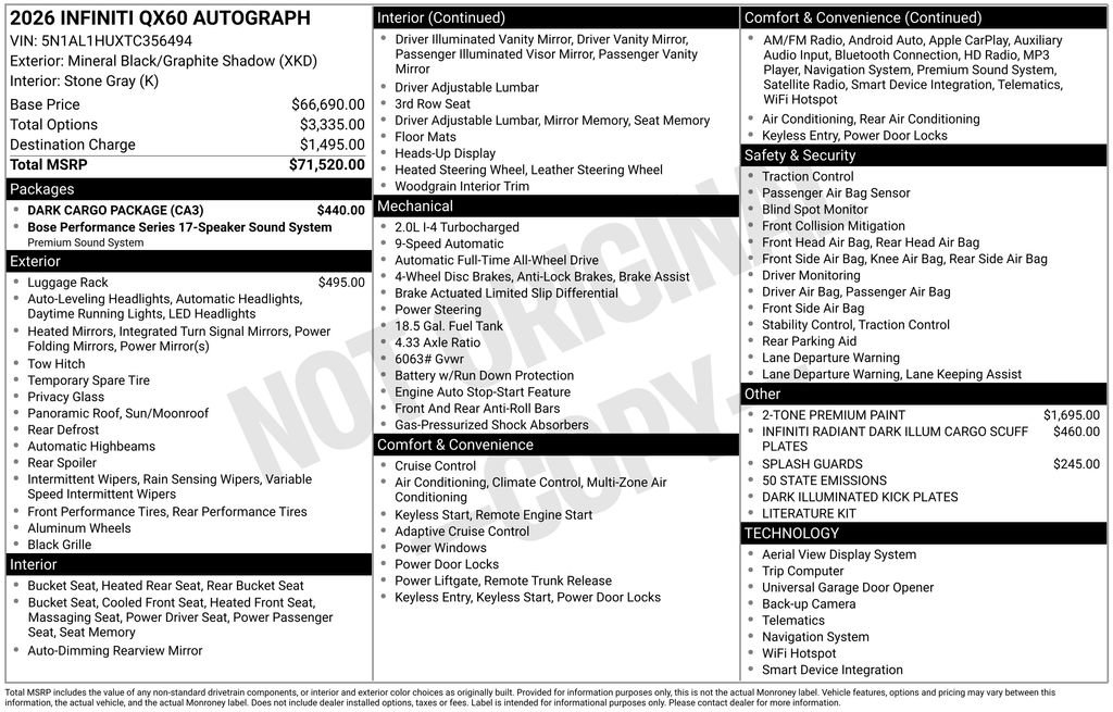 New 2026 INFINITI QX60 Autograph w/ Dark Cargo Package image 5