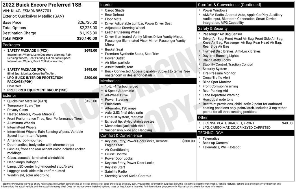 Used 2022 Buick Encore Preferred w/ Safety Package II AWD/4WD image 39