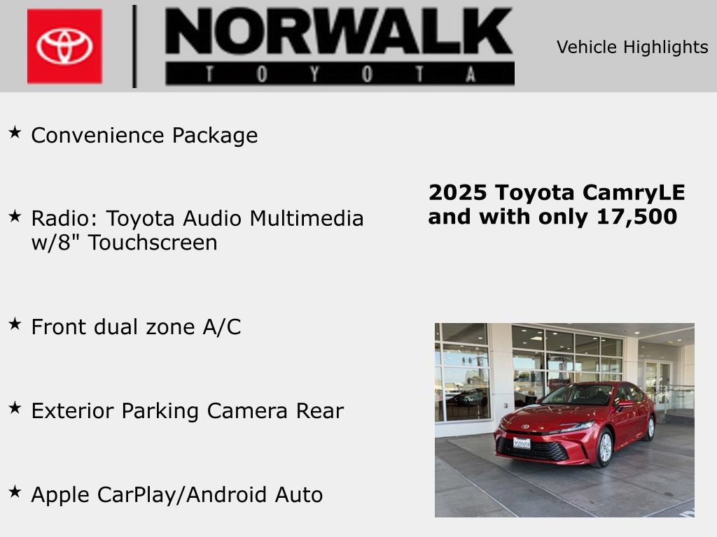 Certified 2025 Toyota Camry LE w/ Convenience Package FWD image 10