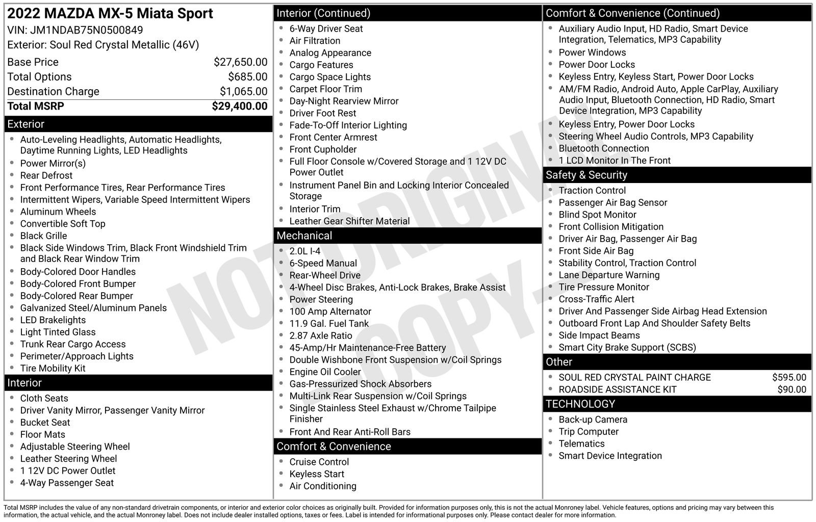 Used 2022 MAZDA MX-5 Miata Sport RWD image 10