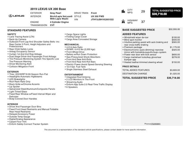 Used 2019 Lexus UX 200 w/ Premium Package FWD image 32