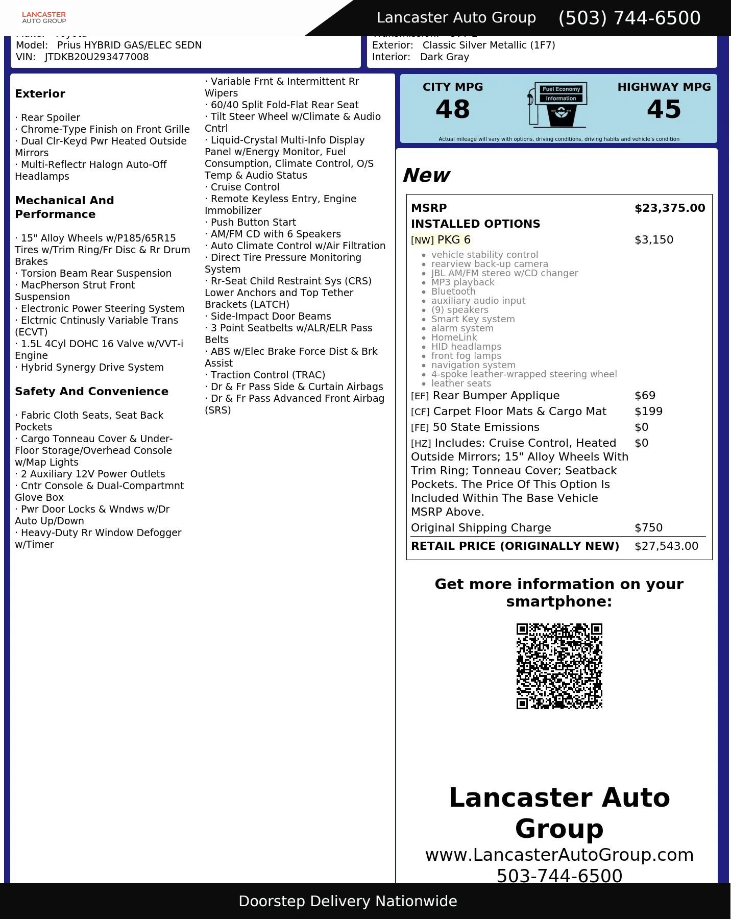 Used 2009 Toyota Prius w/ Pkg 6 FWD image 2