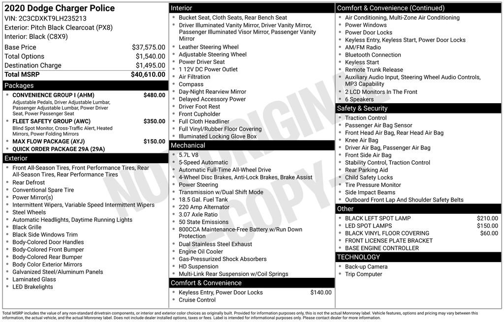 Used 2020 Dodge Charger Police w/ Convenience Group I AWD/4WD image 15