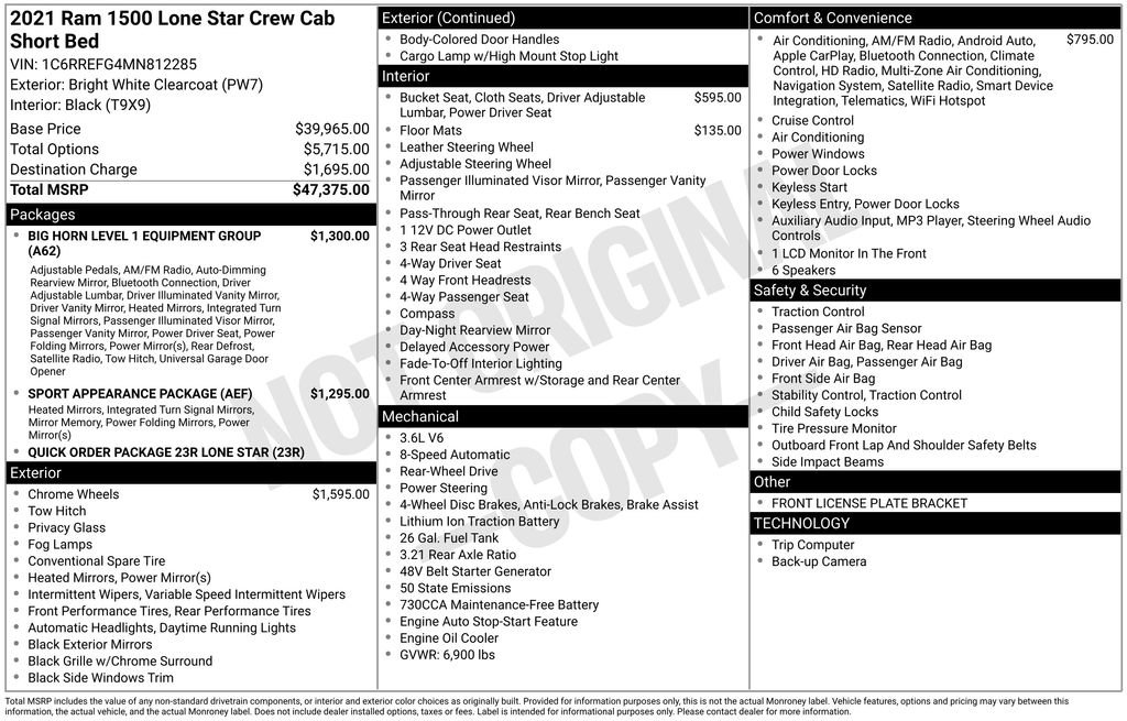 Used 2021 RAM 1500 Lone Star image 32