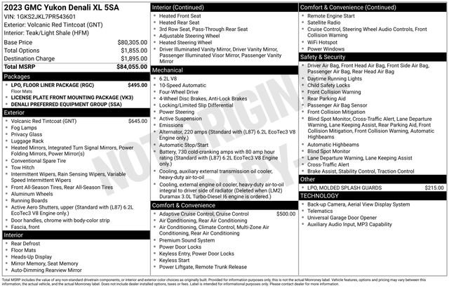Used 2023 GMC Yukon XL Denali w/ LPO, Floor Liner Package AWD/4WD image 30