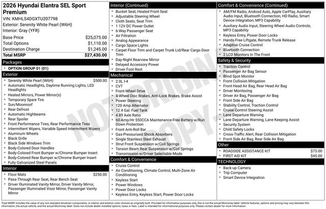 New 2026 Hyundai Elantra SEL Sport Premium FWD image 45