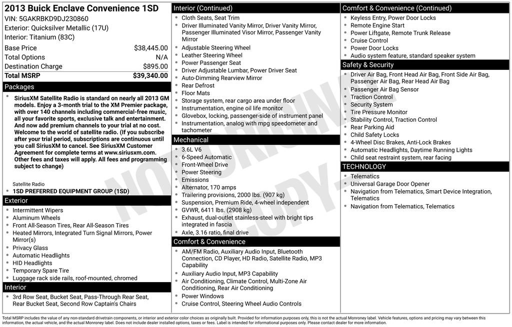 Used 2013 Buick Enclave Convenience FWD image 12