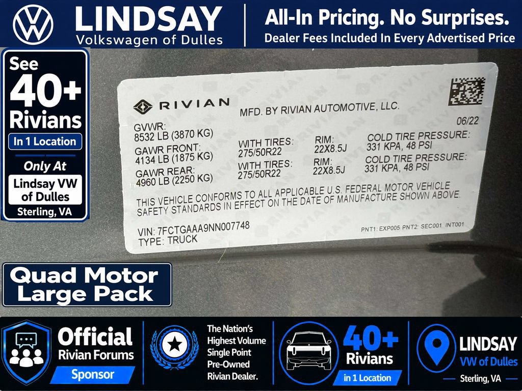 Used 2022 Rivian R1T Adventure AWD/4WD image 30