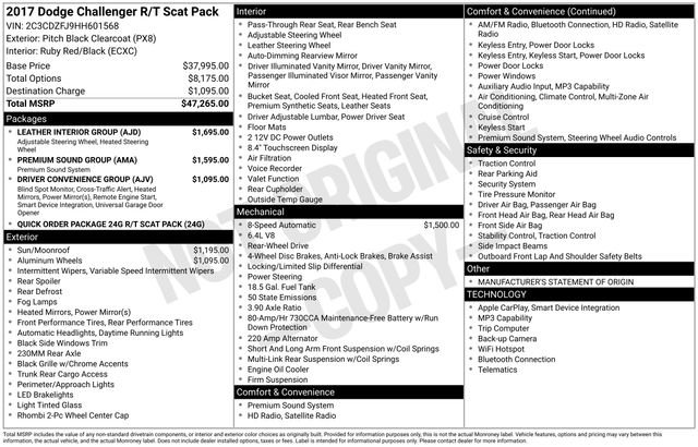 Used 2017 Dodge Challenger R/T Scat Pack w/ Leather Interior Group image 9
