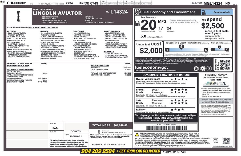 Used 2021 Lincoln Aviator Reserve w/ Class IV Trailer Tow Package AWD/4WD image 42