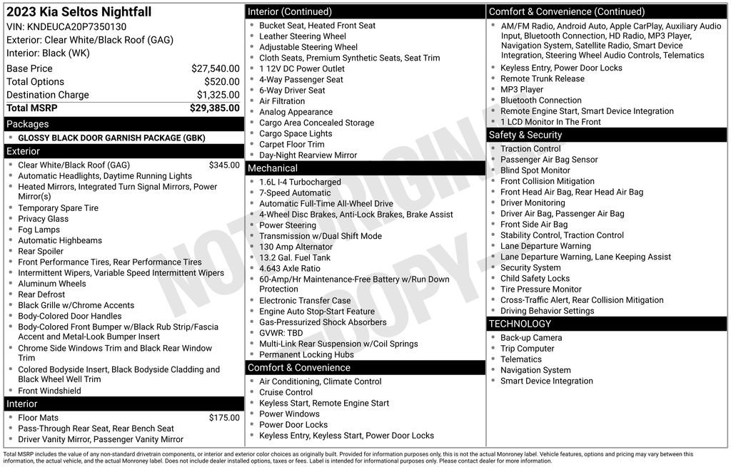 Used 2023 Kia Seltos Nightfall Edition image 2