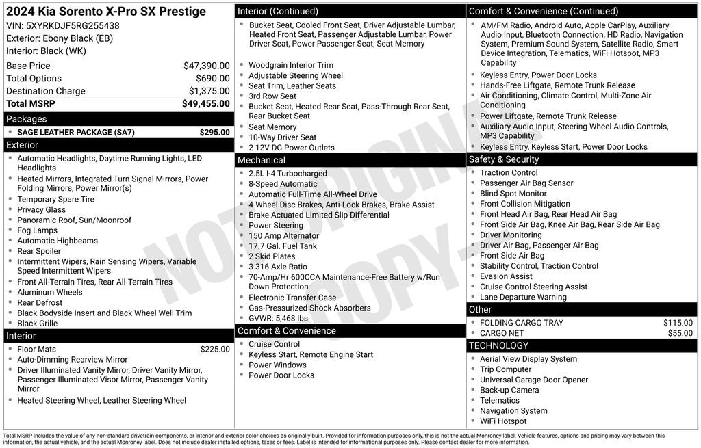 Used 2024 Kia Sorento SX Prestige w/ Sage Leather Package image 38
