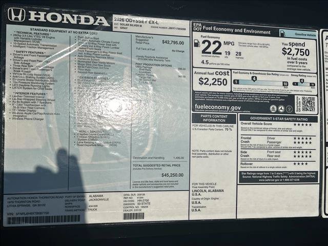 New 2026 Honda Odyssey EX-L image 22