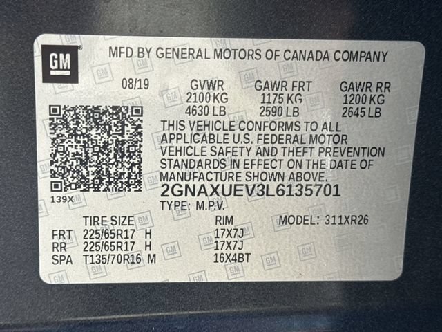 Certified 2020 Chevrolet Equinox LT AWD/4WD image 34