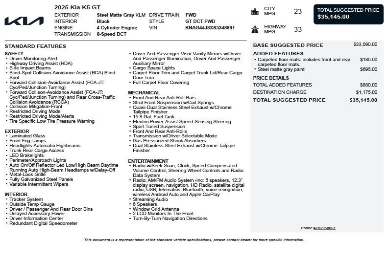 Used 2025 Kia K5 GT FWD image 3