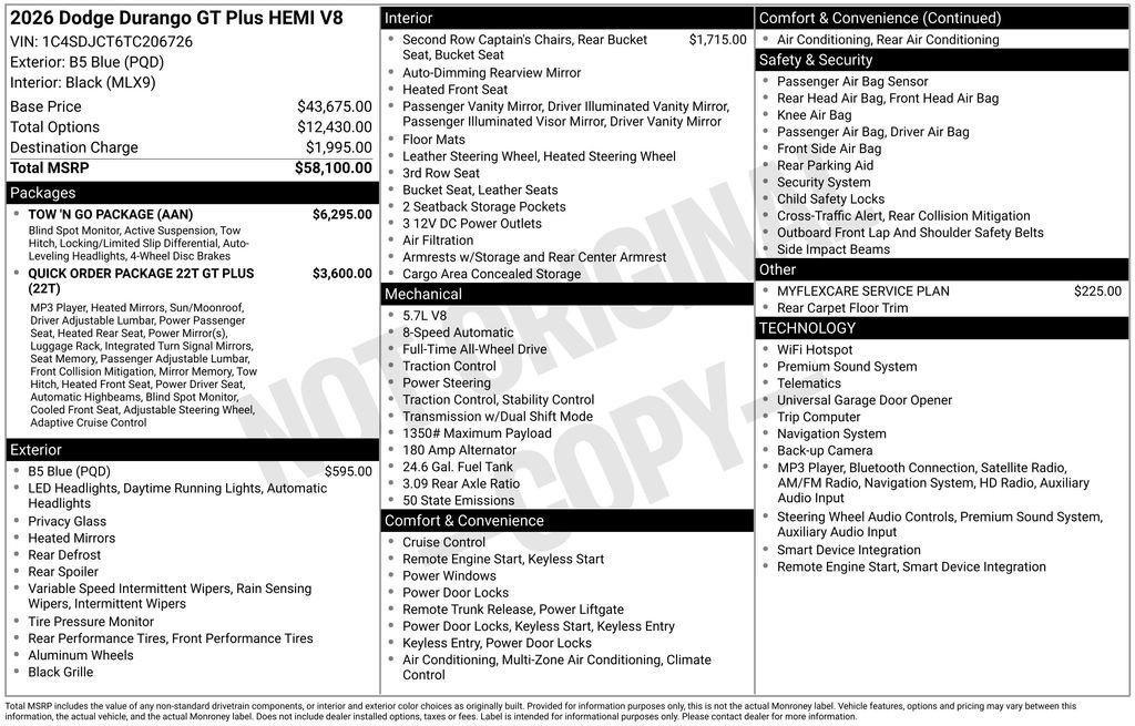 New 2026 Dodge Durango GT w/ Tow 'N Go Package AWD/4WD image 7