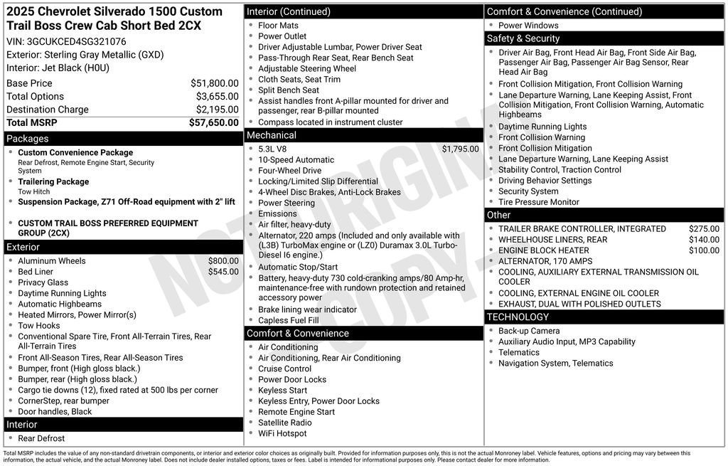 Certified 2025 Chevrolet Silverado 1500 Custom Trail Boss AWD/4WD image 36