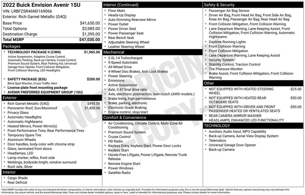 Used 2022 Buick Envision Avenir w/ Technology Package II image 34