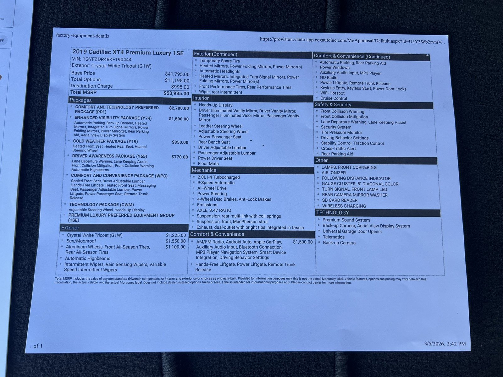 Used 2019 Cadillac XT4 Premium Luxury AWD/4WD image 32