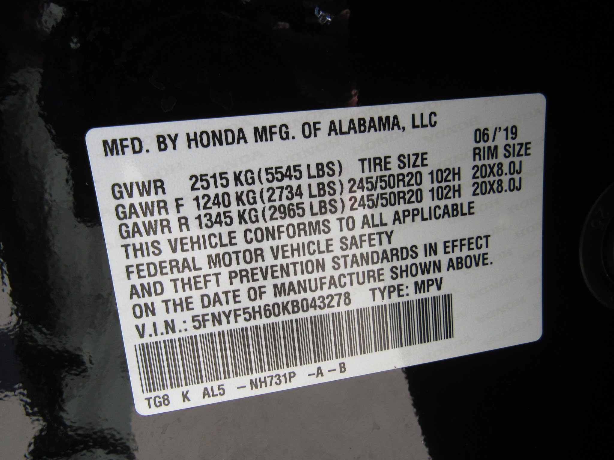 Certified 2019 Honda Pilot Touring image 33