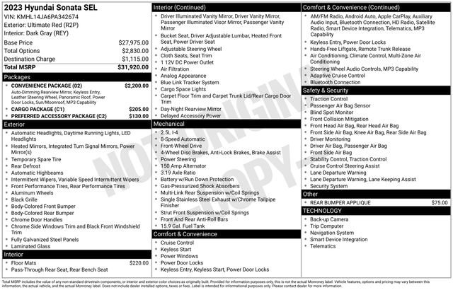 Used 2023 Hyundai Sonata SEL w/ Convenience Package image 4