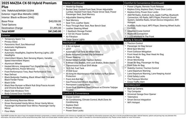 Used 2025 MAZDA CX-50 2.5 Hybrid w/ Premium Plus Pkg image 41