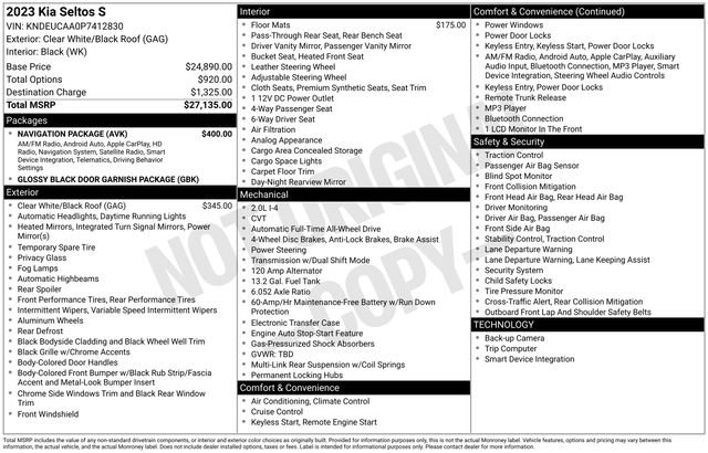 Used 2023 Kia Seltos S w/ Navigation Package image 13