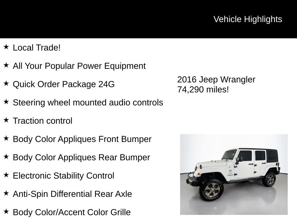 Used 2016 Jeep Wrangler Unlimited Sahara image 5