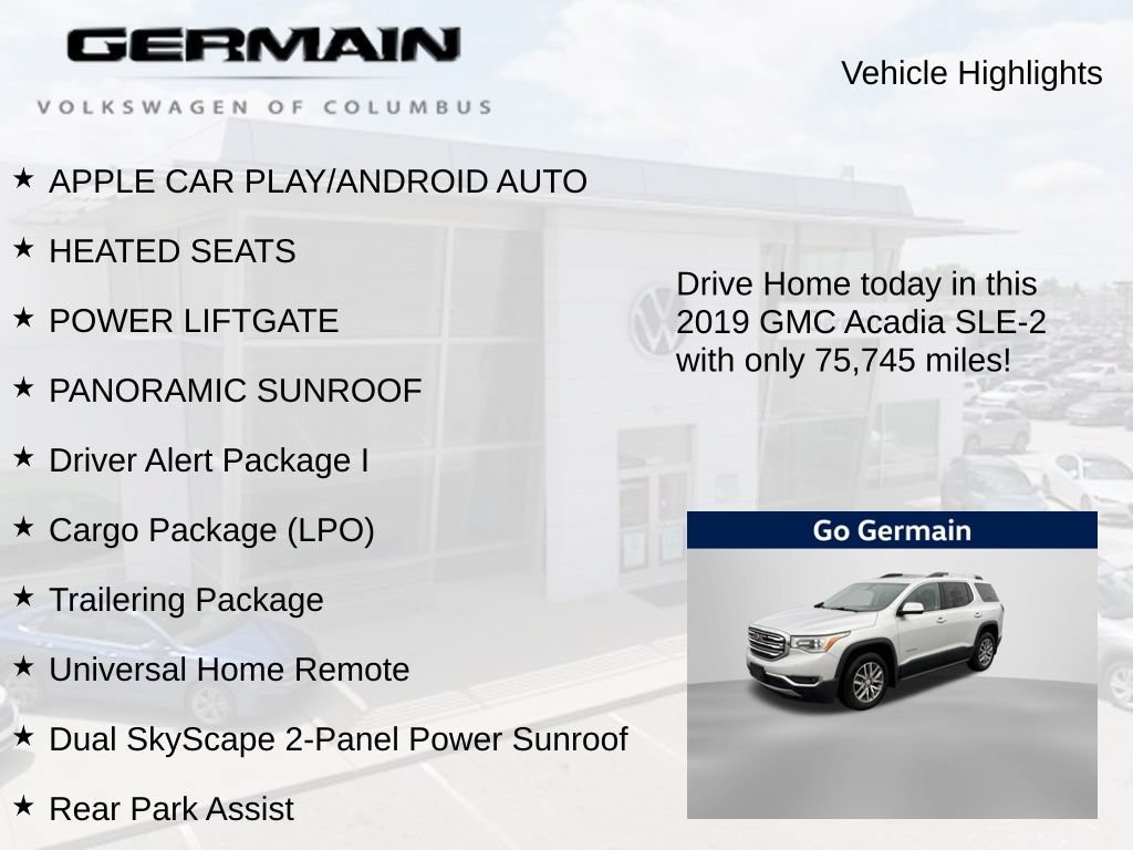 Used 2019 GMC Acadia SLE w/ GMC Pro Grade Package AWD/4WD image 5