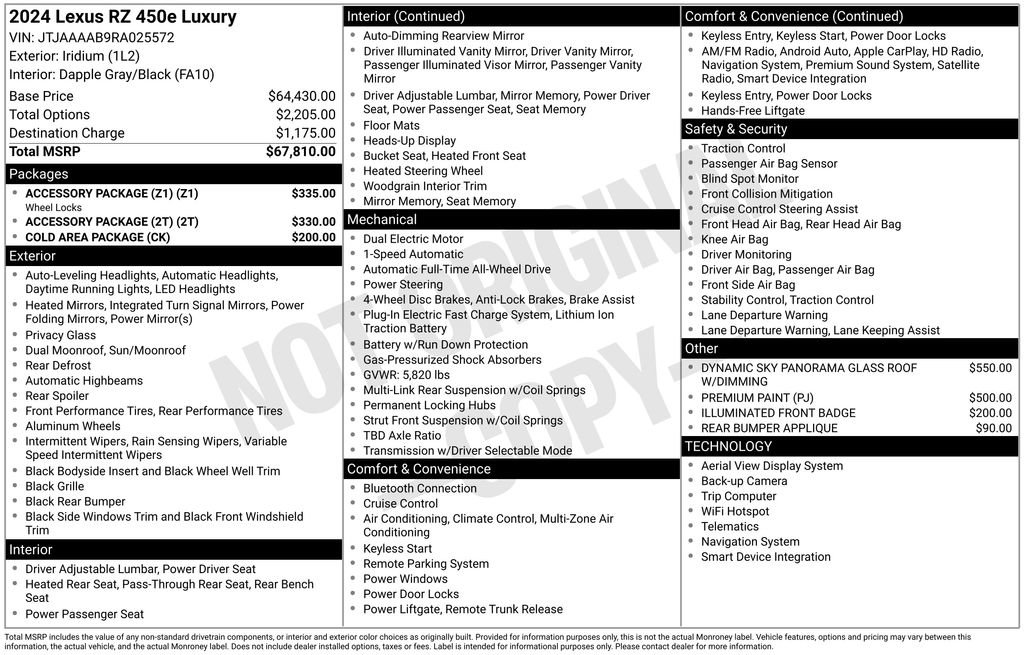 Used 2024 Lexus RZ 450e Premium w/ Accessory Package (Z1) image 7