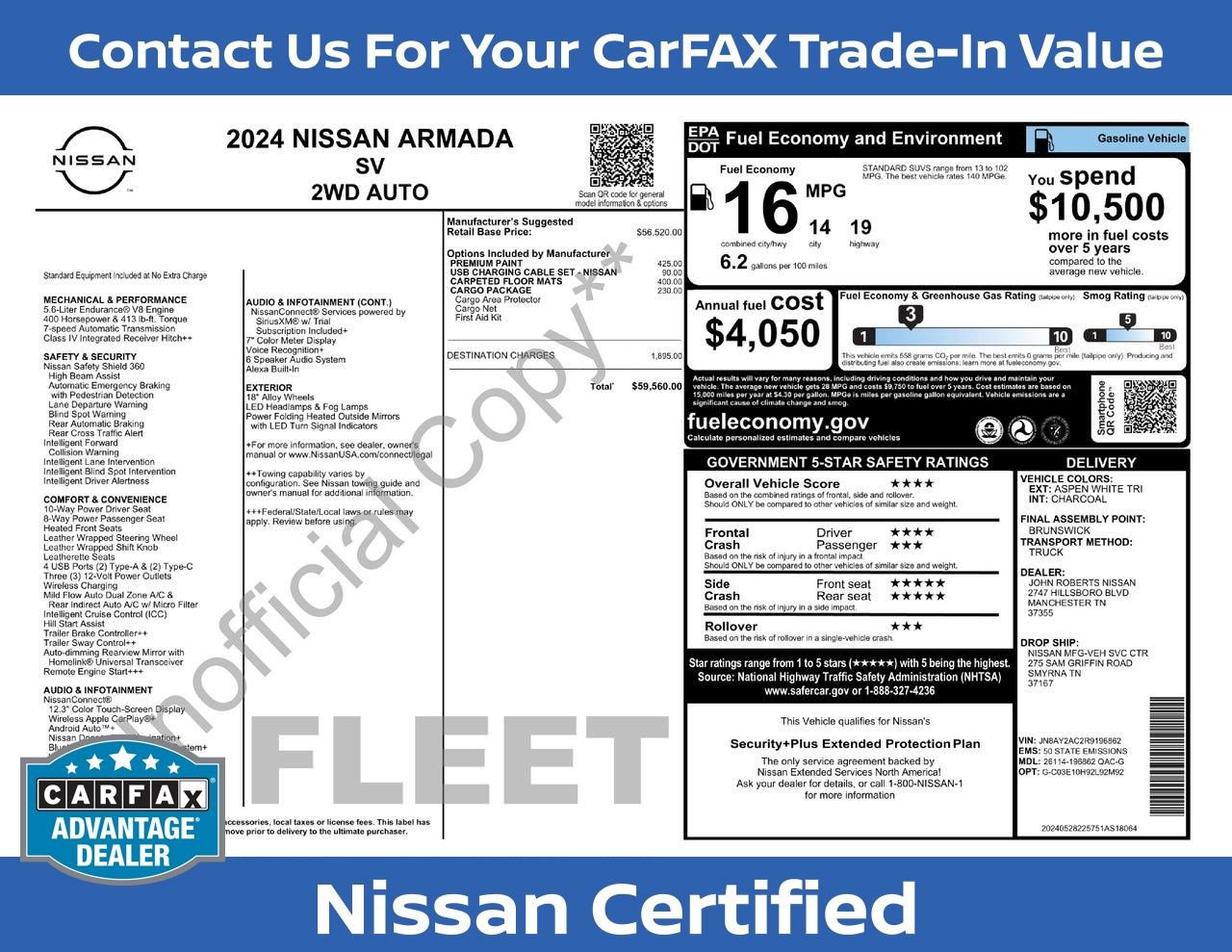 Certified 2024 Nissan Armada SV w/ Cargo Package RWD image 37
