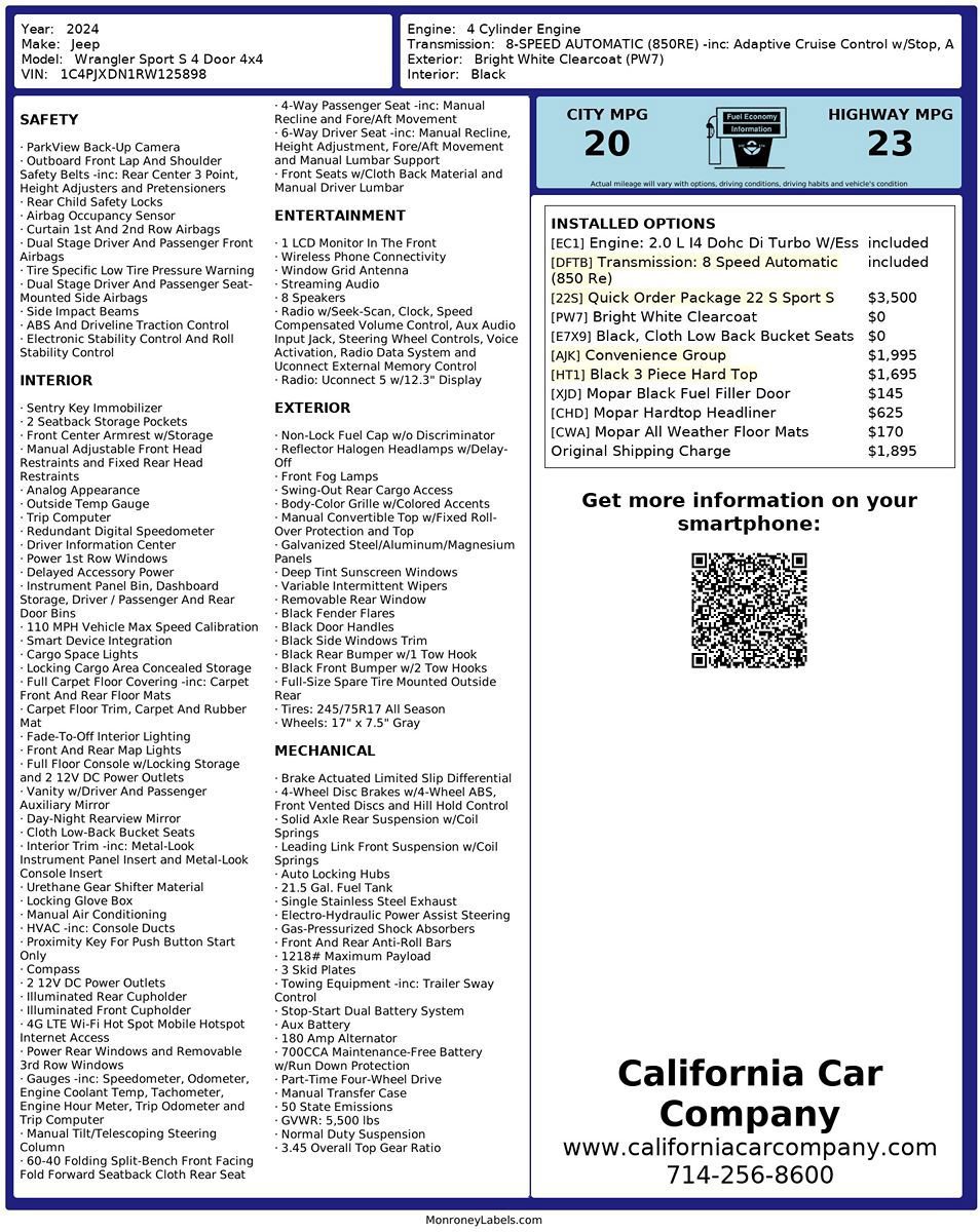 Used 2024 Jeep Wrangler Sport S AWD/4WD image 33
